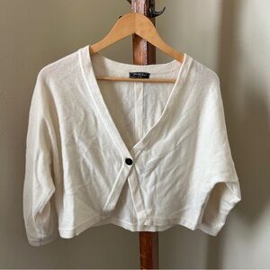 Saks Fifth Avenue Women's Cardigan Sweater Cashmere Single Button Beige